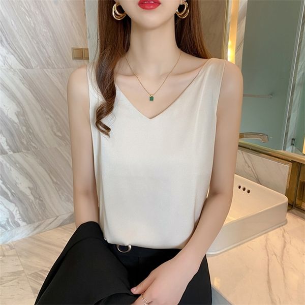 

camisoles tanks strap women halter v neck basic white cami sleeveless satin silk tank women's summer camisole plus size 230506, Black;white