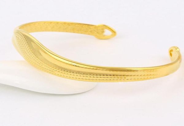 

wave shaped yellow gold filled solid womens bracelet bangle02912332, Black