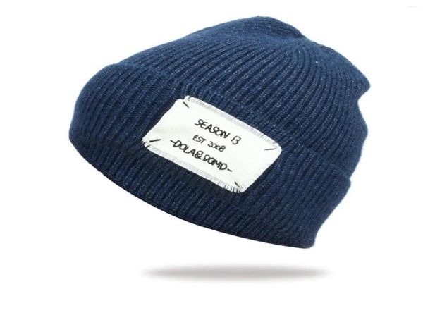 

berets hats women skully winter doublelayer daily cuff knit thick for men warm baseball caps bulk5395254, Blue;gray