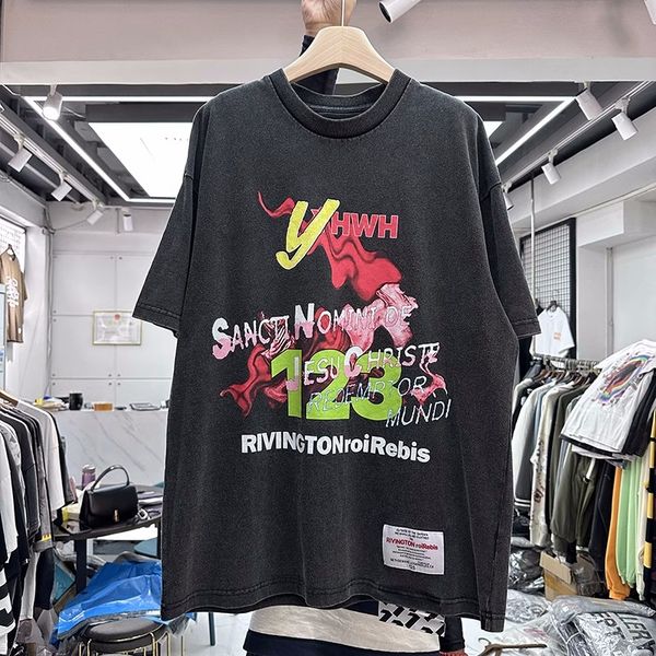 

washed t-shirt men women nice quality vintage t shirt tee, Black;brown