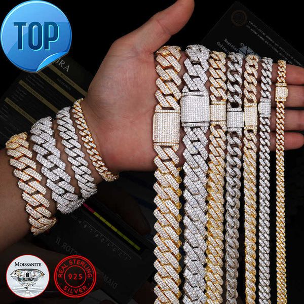 

iced out 6mm vvs1 cuban bracelet men sterling silver 925 moissanite cuban chain necklace for men hip hop jewelry