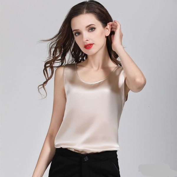 

camisoles tanks women 100% real silk 16 momme satin silk camisole tank vest sleepwear  l xl 2xl 3098 230506, Black;white