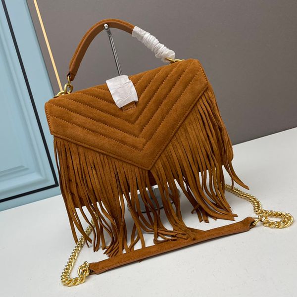 

tassel messenger shoulder bags women handbags purse stripes nubuck leather cross body bag fashion letters chain leather shoulder strap tote