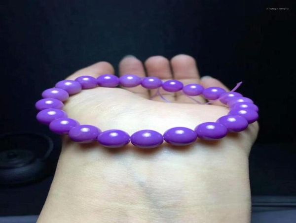 

natural bracelet phosphosiderite purple beads 98mm beaded strands5083088, Black