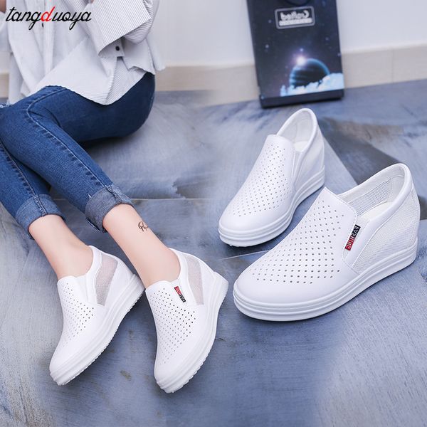 

whiteshoeswomensneakersbreathablefemaleknittedshoesthickbottomwalkingshoessoftcomfortablespringsummercasualshoe, Black