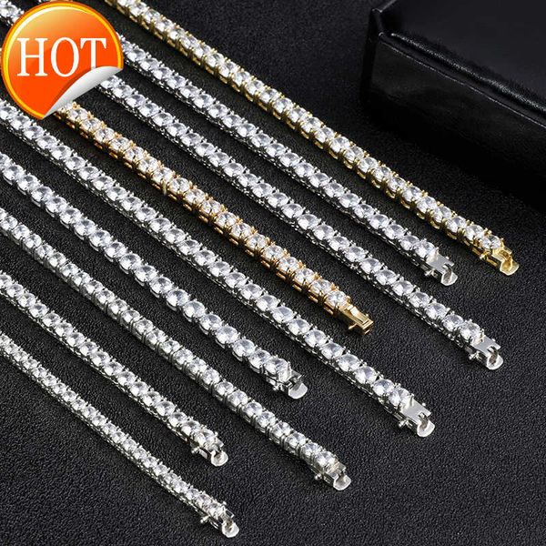 

fine jewelry hip hop 925 sterling silver vvs moissanite diamond cluster iced out tennis chain bracelet necklace for men women