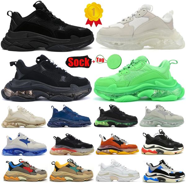 

triple s sneakers for men women designer shoes luxury black white beige teal blue bred red pink mens trainers clear sole platform tennis