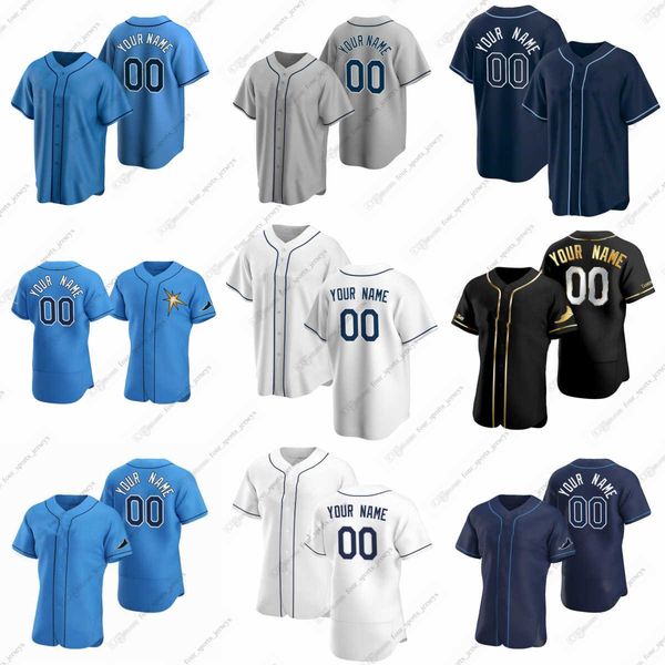 

2023 custom shane mcclanahan rays baseball jerseys rasmussen bethancourt lowe franco diaz mejia paredes walls arozarena lowe margot raley ra, Blue;black