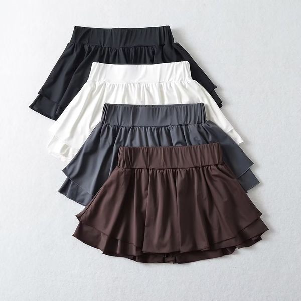 

skirts 03 spring summer women female polyester brand skirt 230506, Black