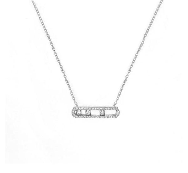 

france fashion real 925 sterling silver fashion necklace bracelet with three moved stone clear cz for women jewelry collier3628093
