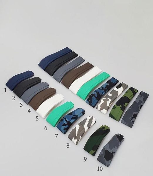 

20mm black rubber replacement wrist role watch band for strap gmt oysterflex4440644, Black;brown