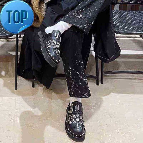 

sandals sandals 2022 summer women shoes punk metal rivet charms black pu mules slip on outdoor platform modern slippers casual foe