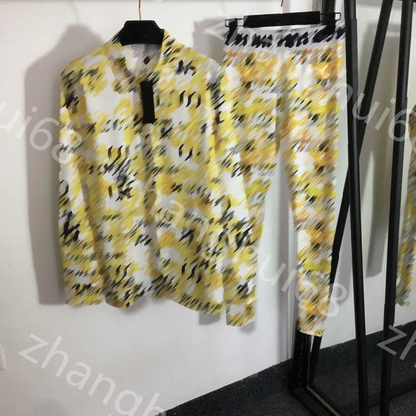 

23ss womens designer clothing women shirt set vintage monogrammed lapel long sleeve shirt stretch slim leggings set women clothes, White