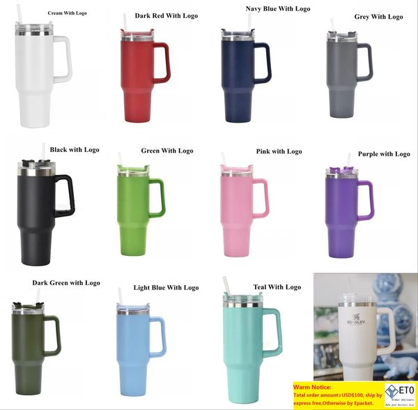 

40oz pink stanley adventure quencher travel tumbler with logo handle beer mug water bottle powder coating outdoor camping cup