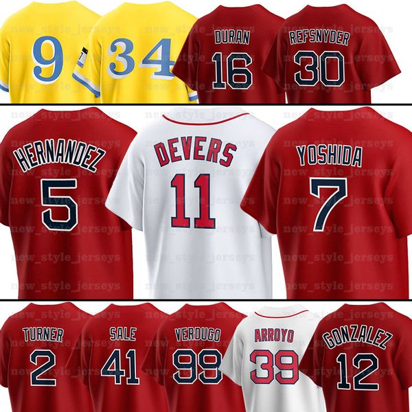 

5 enrique hernandez rafael devers baseball jerseys red sox masataka yoshida justin turner christian arroyo chris sale wilyer abreu connor wo, Blue;black