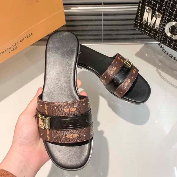 

designers slides slippers fashion luxurys floral slippe1r leather sandals summer shoes gear bottoms sliders61, Black