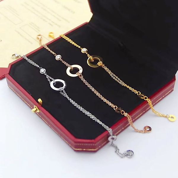 

luxury fashion designer bracelet necklace set fashion pendant necklace 18k gold jewelry 316 stainless steel holiday gift box, Silver