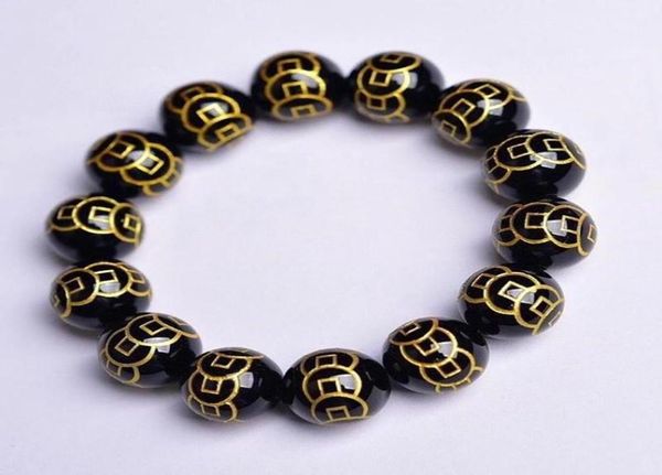 

whole black natural crystal bracelet coins 16mm red beads bracelets for women men jewelry joursneige beaded strands9264986