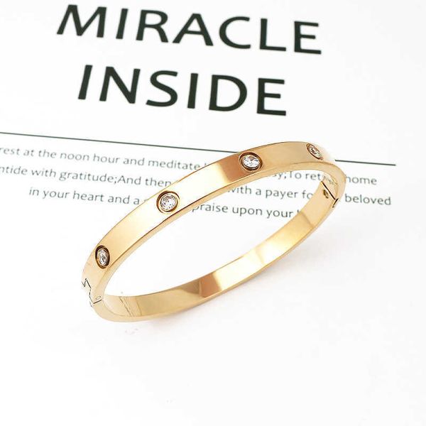 

high-quality card fashion 6mm ten diamond titanium open bracelet full stainless steel jewelry, Black