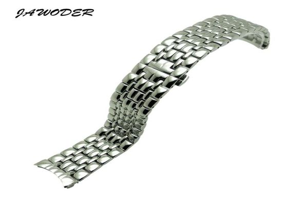 

jawoder watch band 14 18 20mm pure solid curved end stainless steel all polishing watch strap deployment buckle bracelets for lon3992300, Black;brown