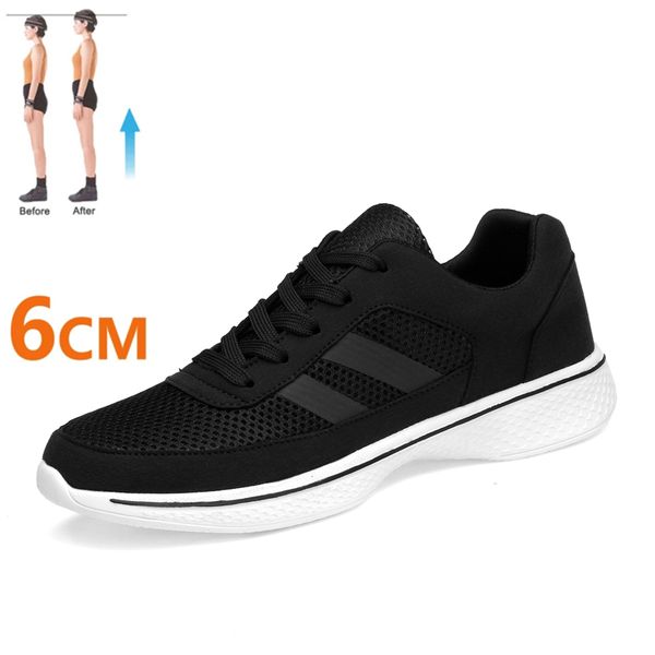

men sneakers elevator shoes heightening shoes height increase shoes insoles 6cm man height increasing shoes height shoes, Black