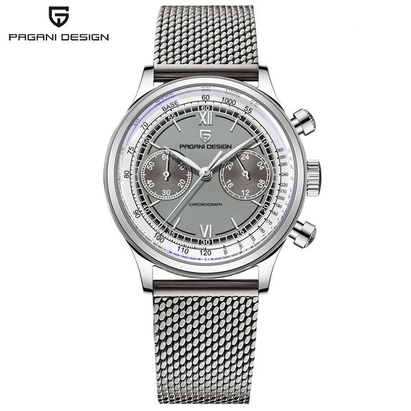 

wristwatches pagani design mens watches fashion quartz wrist watch for men ar sapphire glass chronograph mesh belt waterproof 100m 230506, Slivery;brown