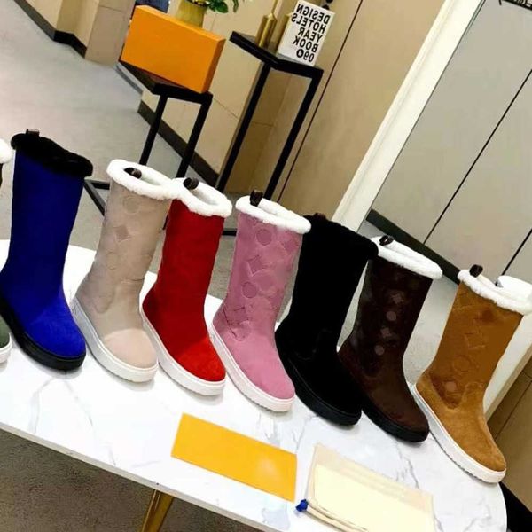 

print women snowdrop flat ankle boots cognac brown wool fur boot fashion luxury winter booties rubber outsole size 35-41 with box 329, Black