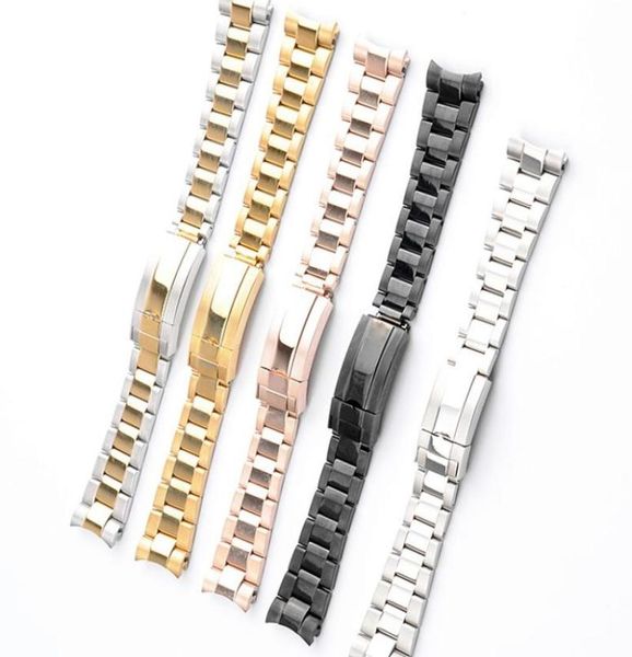 

water ghost series dedicated stainless steel strap three bead diving labor combination insurance buckle solid watch band 20 21m5381513, Black;brown