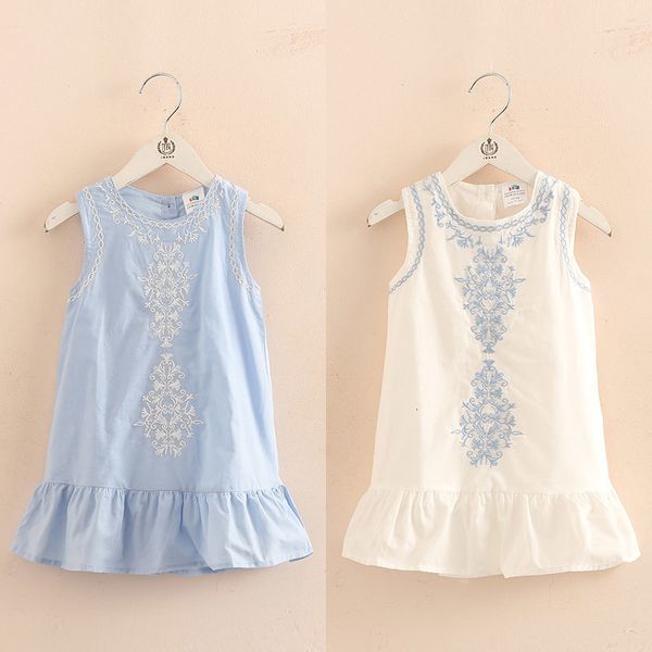 

girl's dresses summer 2-10 year old short children's lace embroidery flower sleeveless fleece tank dress cotton dress 230505, Red;yellow