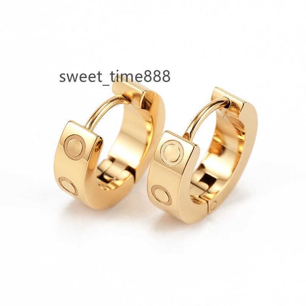 

titanium steel stud earring for woman exquisite simple fashion c diamond ring lady earrings jewelry gift, Golden;silver