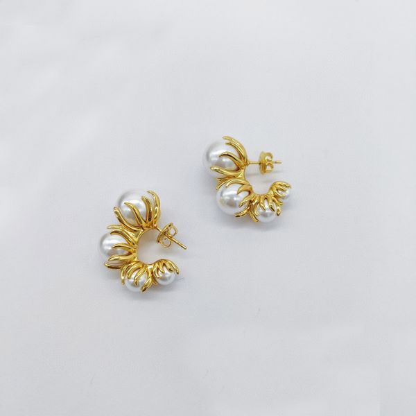

2023 luxury quality charm drop earring with nature shell beads in 18k gold plated have stamp ps7947a, Golden