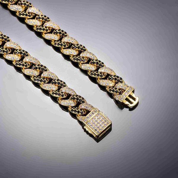 

925 sterling silver cuban necklace vvs moissanite diamond 8mm link chain iced out black cuban link chain hip hop jewelry