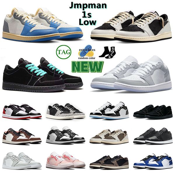 

2023 outdoor trainers designer jmpman 1 1s low mens womens basketball shoe wolf grey olive reverse mocha tiffany black toe black phantom tri