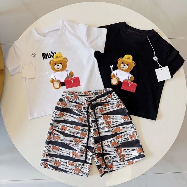 

baby designer t shirt short sleeve kids clothes two piece set kid clothe toddler sets boys girls clothing luxury brand moschi summer bear pa, White
