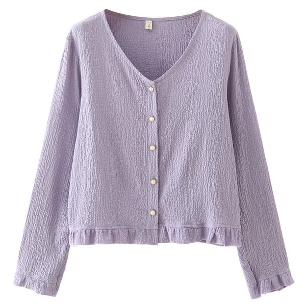 

women's plus size tshirt autumn women shirts ladies solid female long sleeve blouses vneck ruffles loose clothing f33 8180 230506, Black