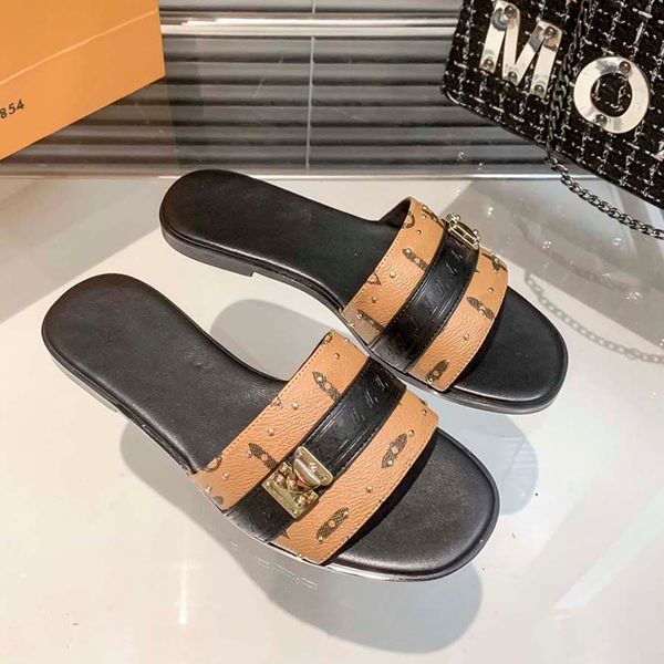 

designers slides slippers fashion luxurys floral slipper leather sandals summer shoes gear bottoms sliders65, Black