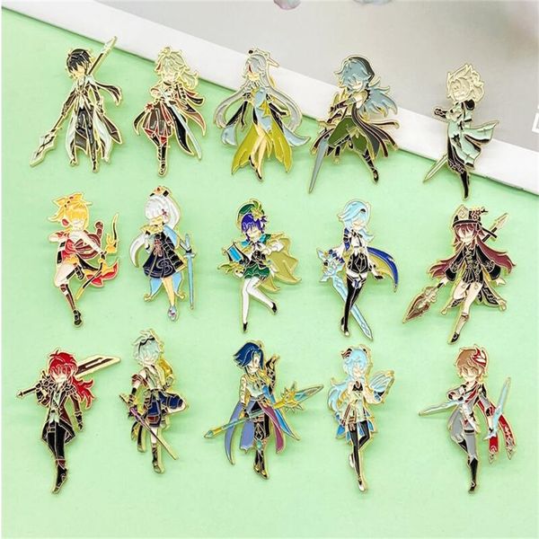 

new anime game cartoon characters revolve around metal enamel brooches, fashionable and exquisite cartoon cute badges, fan gifts, pins, jewe, Gray