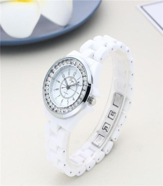 

quartz watch ceramic strap new trend fashion white diamond waterproof ladies watches7058618, Slivery;golden