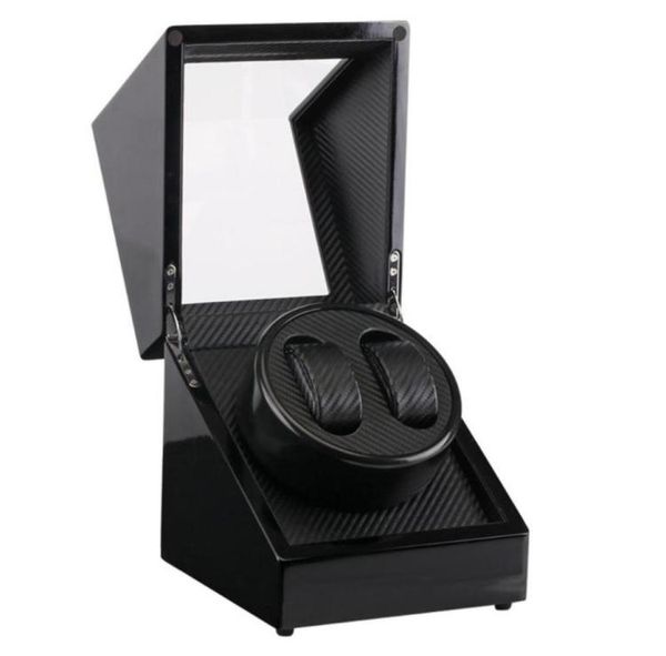 

watch winders us plug wooden lacquer piano glossy black carbon fiber double winder box quiet motor storage display case for watche5871818