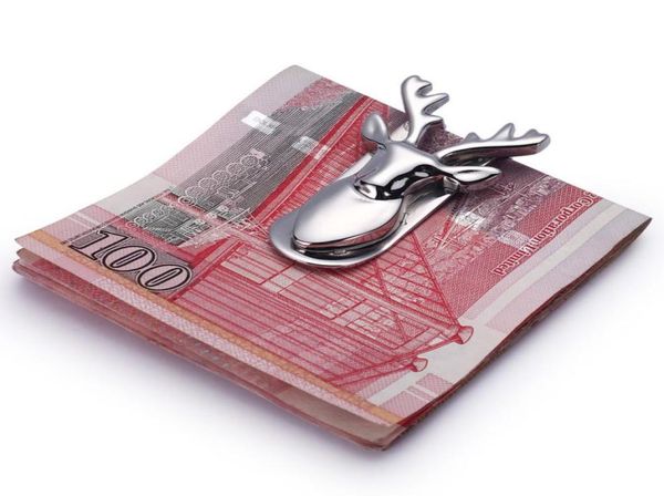 

modern brand 2020 deer head money clip stainless steel slim pocket purse cash holder card organizer men women wallet4864590, Black