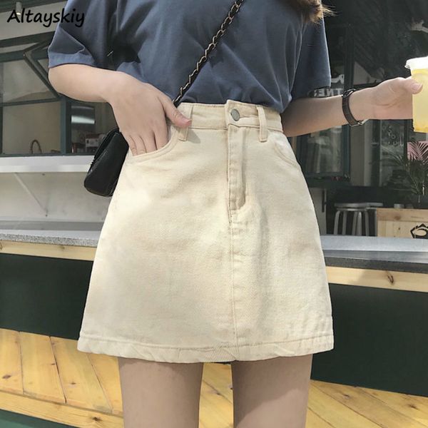 

skirts skirts women solid a-line denim pockets button mini high waist all-match leisure korean chic simple womens fashion daily elegant 2305, Black
