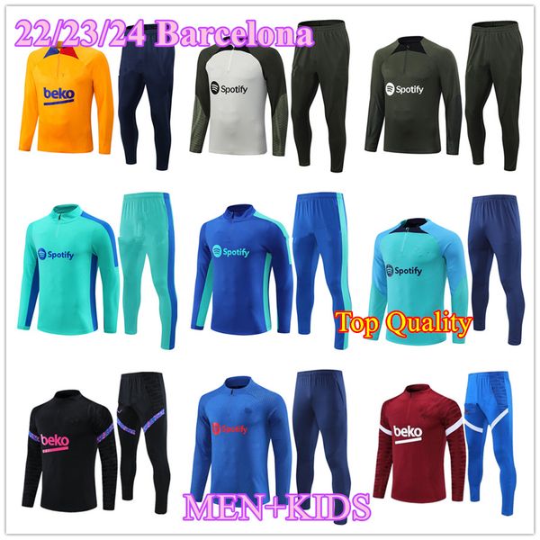 

2023 2024 barcelona football tracksuit sweatshirt camisetas de soccer training suit ferran pedri 23/24 new half zip barcelona men and kids s, Black