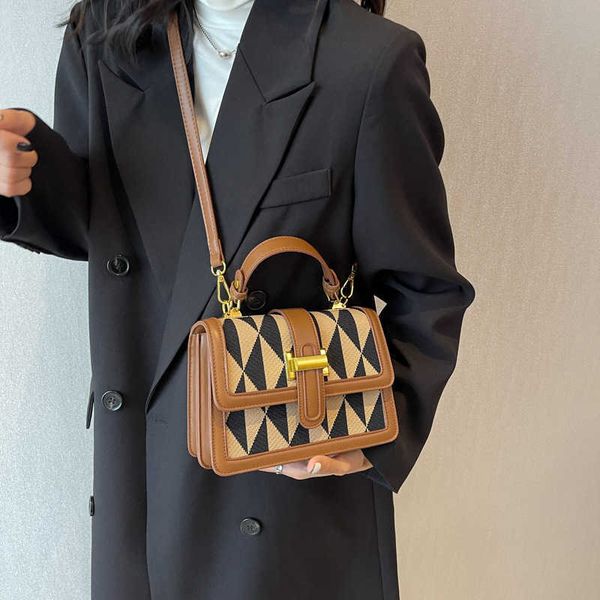

small square bag autumn and winter new versatile rhombus cross-body bag casual advanced color contrast shoulder bag