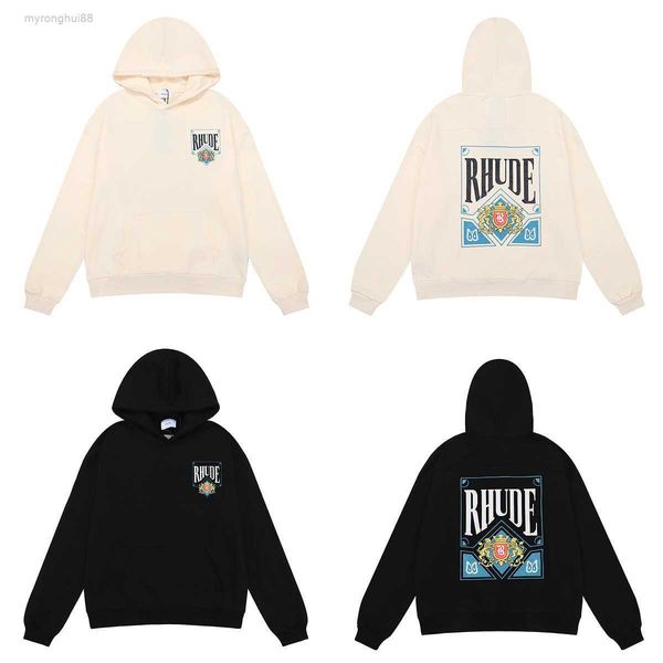 

mens hoodies rhude hoodie letter print long sleeve fashion men women sweatshirts luxury sweater hip hop hoodies luxury brand sweatshirts us, Black