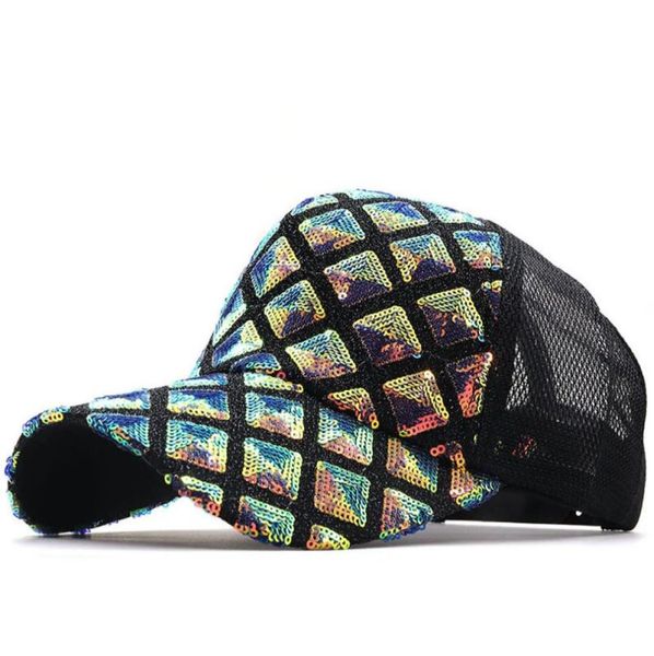 

women girl ponytail hat baseball cap new fashion baseballs with sequins shiny messy bun snapback sun caps for outdoor activity3752314, Blue;gray