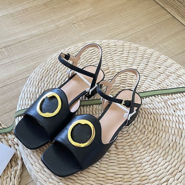 

women sandals designer slippers open toe wrap backless slip on slides summer slippers wide strap adjustable buckle flat leather outsole beac, Black