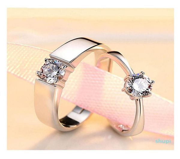 

sterling silver couple rings with diamond fashion simple zircon pair ring jewelry valentine039s day gift4539604