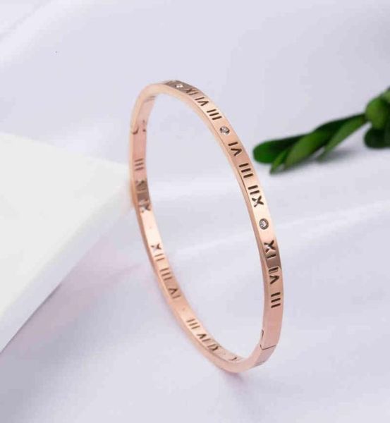 

popular titanium steel bracelet women039s simple roman plated 18k rose gold bracelet1642924, Black