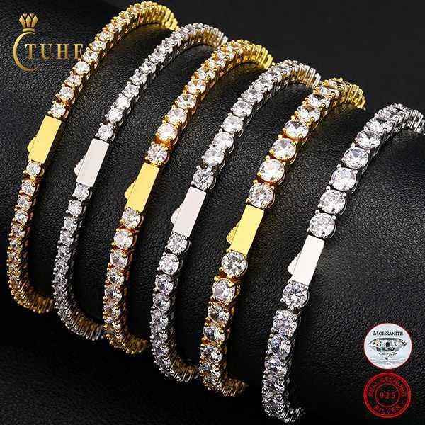 

new arrival engrave spring buckle 925 sterling silver vvs moissanite diamond tennis chain necklace