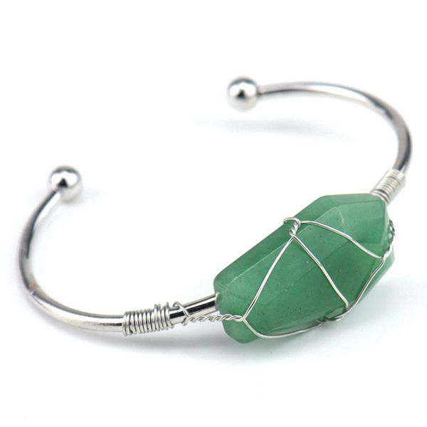 

fashionable women gemstone bracelet healing natural green aventurine multiple shape stone wire warp tree of life charm bracelet, Golden;silver